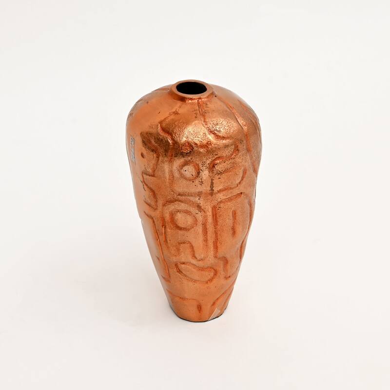 Set of 2 Antique Copper Finish Aluminum Vases - Table Decor