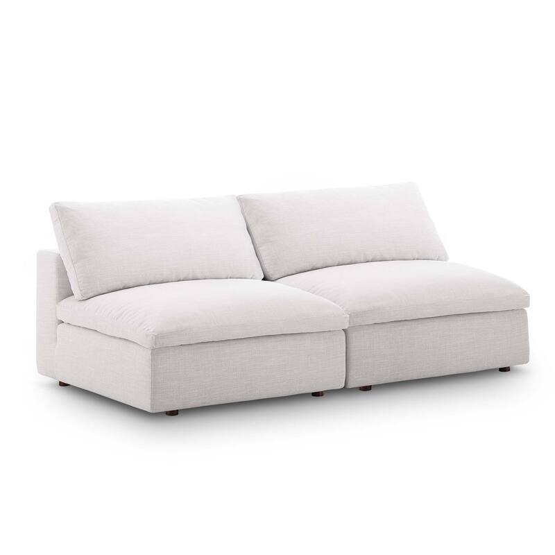 Commix Down Filled Overstuffed 2-Piece Armless Sectional Loveseat - Beige