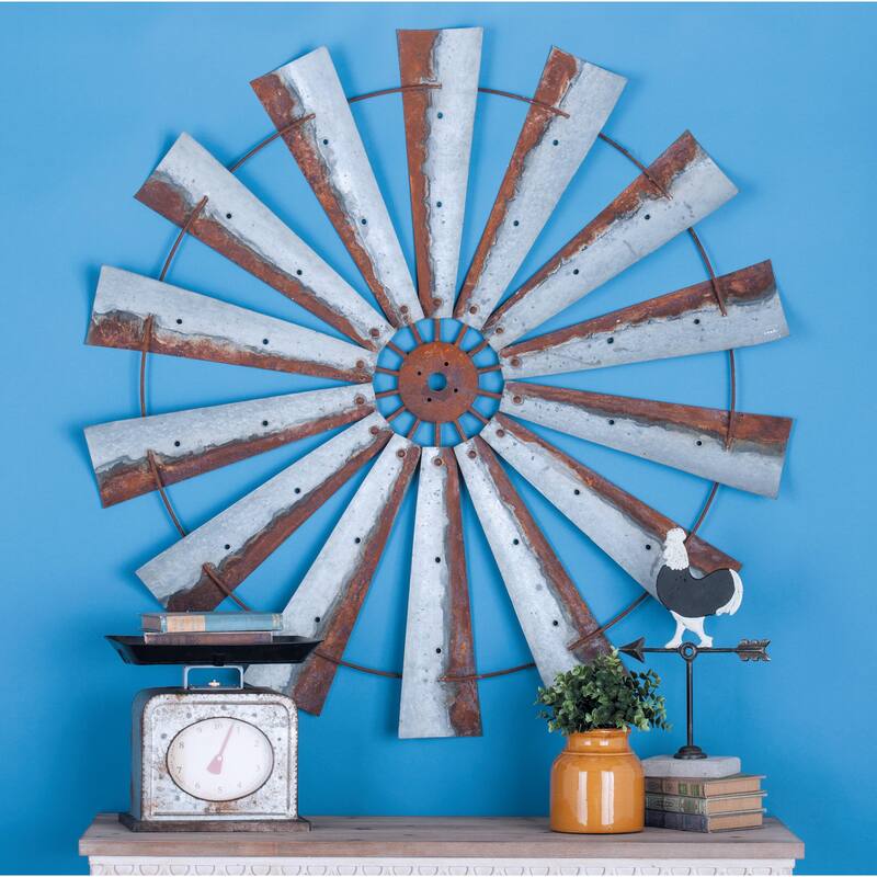 Metal Windmill Indoor Outdoor Home Wall Decor - Roche River Decor