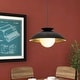 preview thumbnail 2 of 10, 1-Light Modern Farmhouse White/ Black Dome Gold Leaf Wood Pendant with Opal Glass Globe