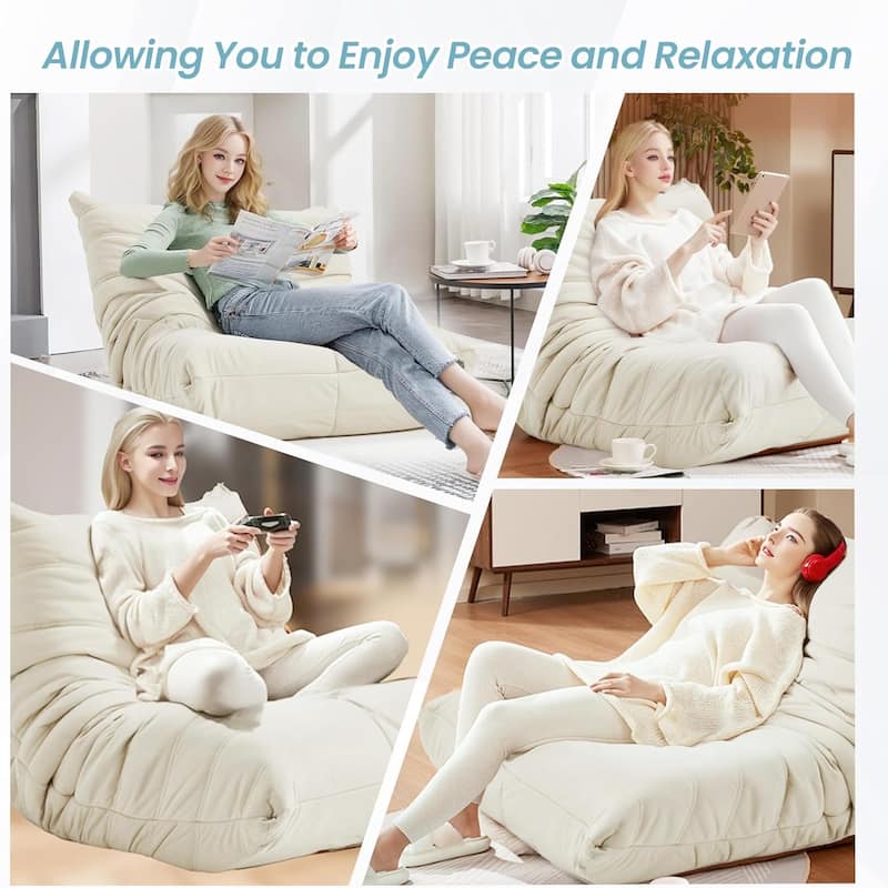 EROMMY Bean Bag Chair Togo Sofa - 28D Memory Foam Floor Chair for Adults & Kids, Lightweight Faux Leather Lounger in 5 Colors