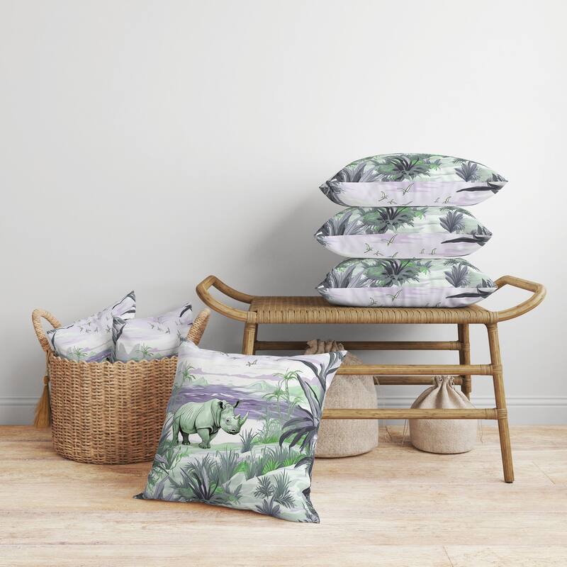 Coastal Rhino Faux Suede Reversible Throw Pillow Green and Purple