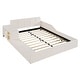 preview thumbnail 8 of 95, Velvet Grounded Bed Mother & Child Bed Platform Slat Bed Frame with Little Round Stool and Bedside Desk for Growing Child