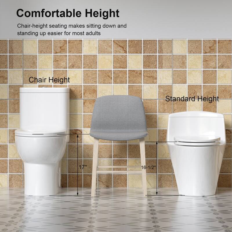 1.1/1.6 GPF Tornado Flush One-Piece Toilet with Comfort Chair Seat ADA Height 17",Powerful & Quiet Dual Flush Modern Toilet