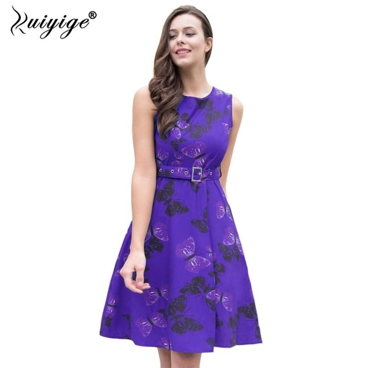 Shop Ruiyige 2018 Fashion Sashes Empire Print Floral Dress High