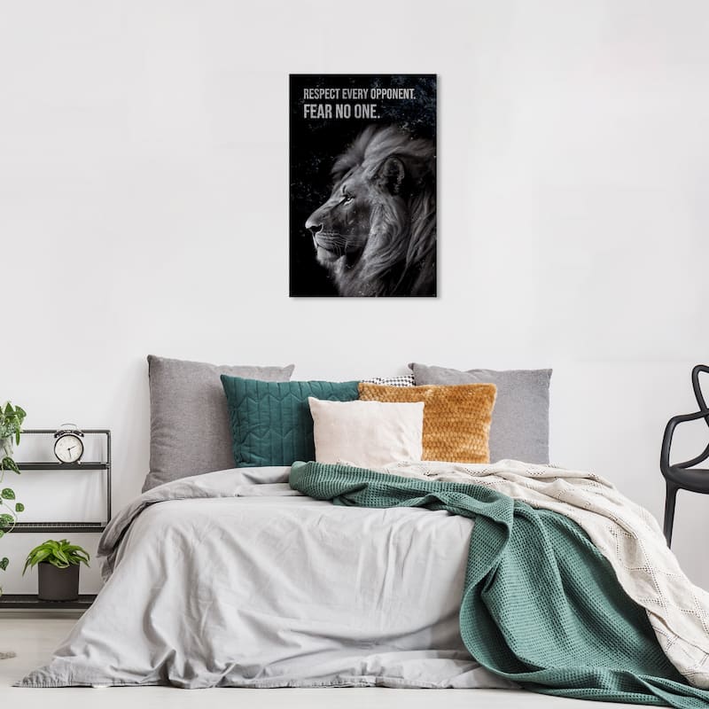 Wynwood Studio Canvas Animals Fear No One Black and Modern & Contemporary Wall Art Canvas Print - Black, White - 24 x 16