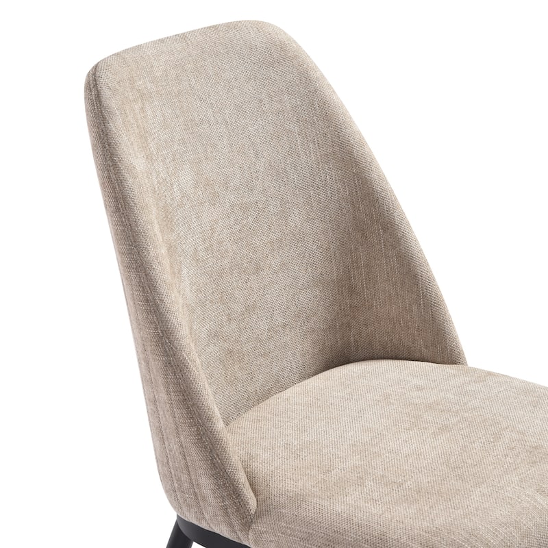 Mae Modern Curved Back Almond Upholstered Dining Chair - Set of 2