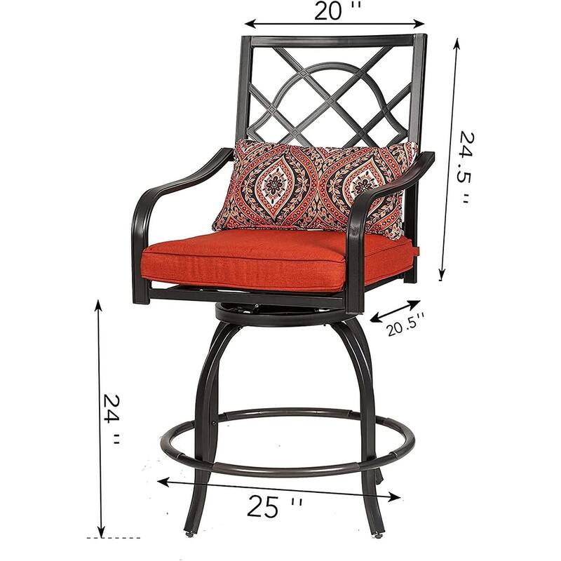 Outdoor Patio Metal Bar Height Swivel Dining Chair, Set of 2