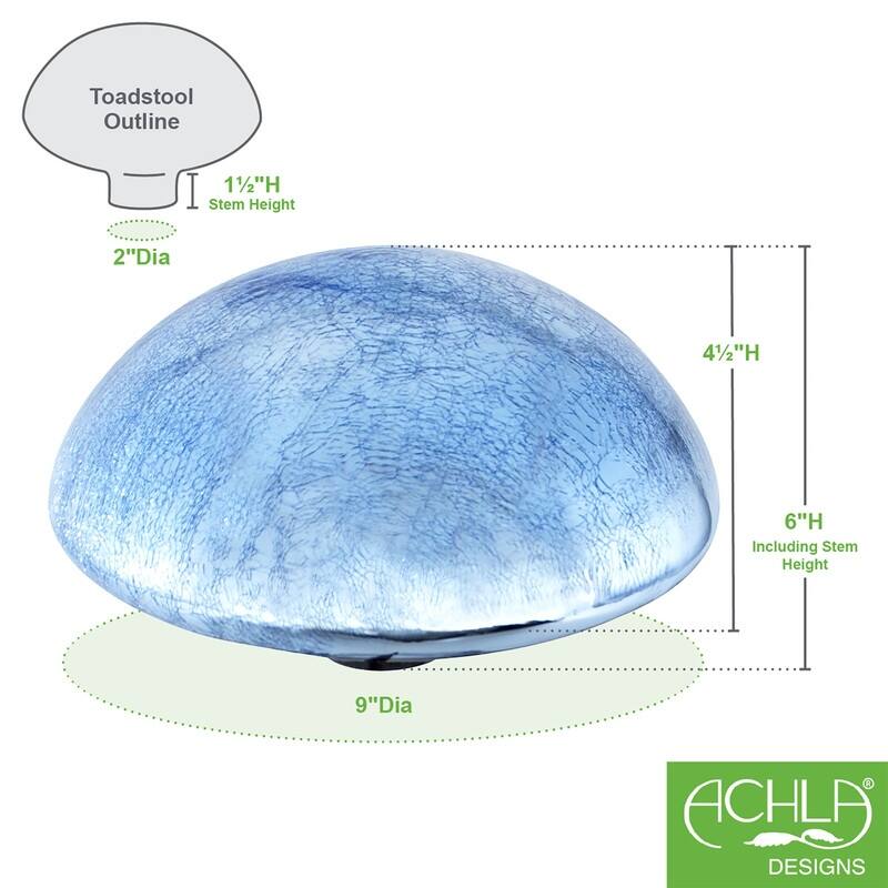 Achla Designs Glass Toadstool Gazing Globe Ball, 9 Inch Diameter