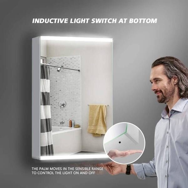 Shop 15 X 26 Led Bathroom Medicine Cabinet With Mirror Intelligent Switch Aluminum Frame Casement Door Surface Mounting Only Overstock 31814289