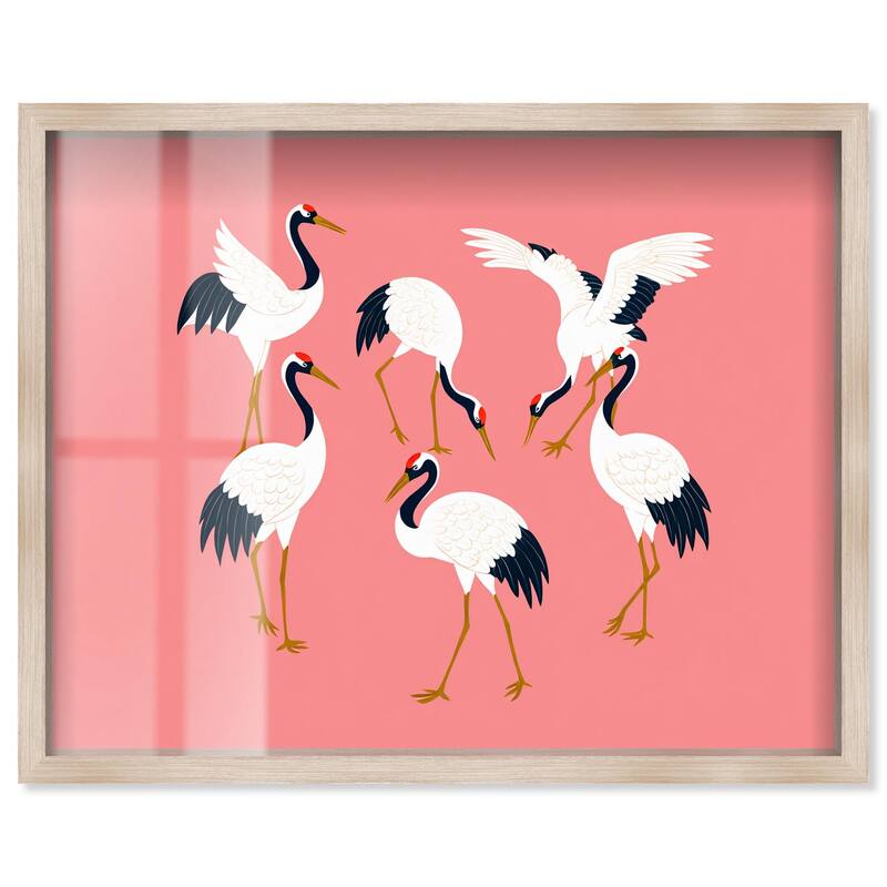 Crane Chorus Shadowbox by Art Remedy - Natural - 45" x 36"
