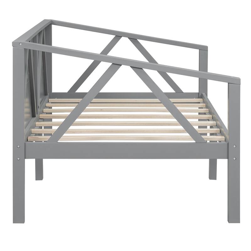 Elegant Daybed Twin Size Sleeper Sofa Bed with Backrest, Triangle Support Frame and Underbed Storage for Living Room Guest Room