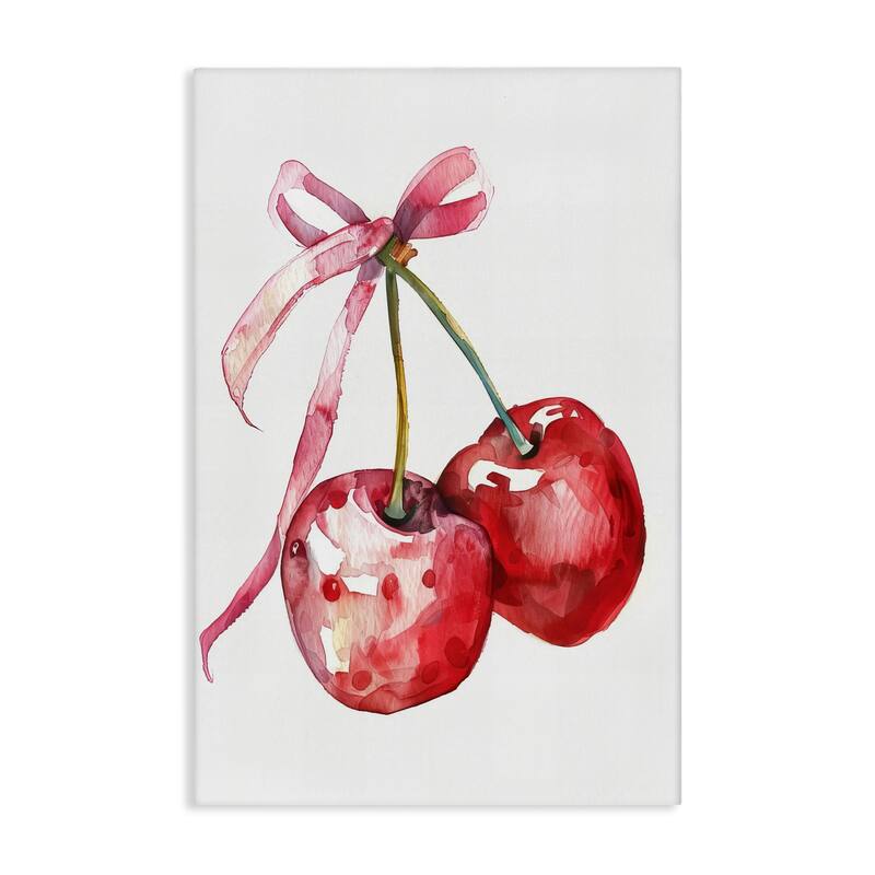 Stupell Cherries Tied in Ribbon Canvas Wall Art Design By LSR Design Studio - 16 x 24