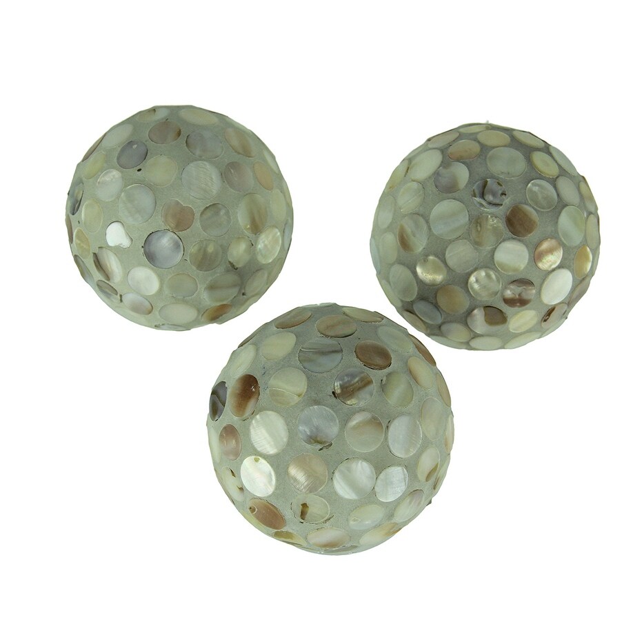 Shop Set Of 3 Pearlescent Mosaic Seashell Decorative Balls 3 X 3