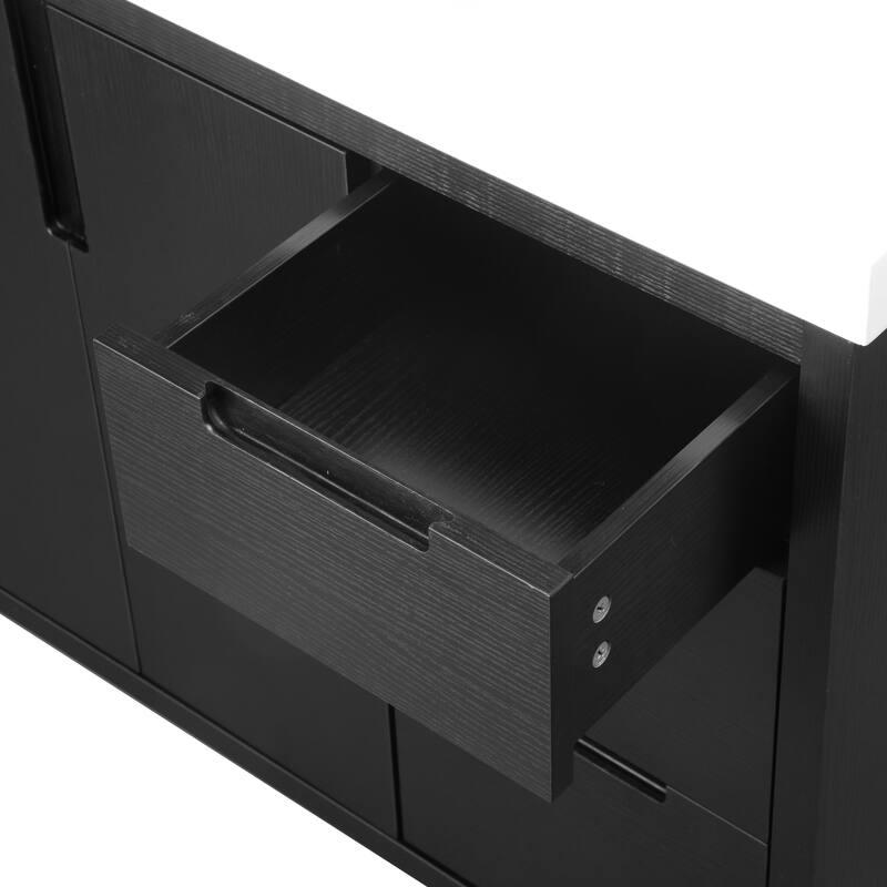 47.2" Space-Saving Bathroom Vanity with Resin Sink, 2 Doors & 6 Drawers, Soft-Close Hardware