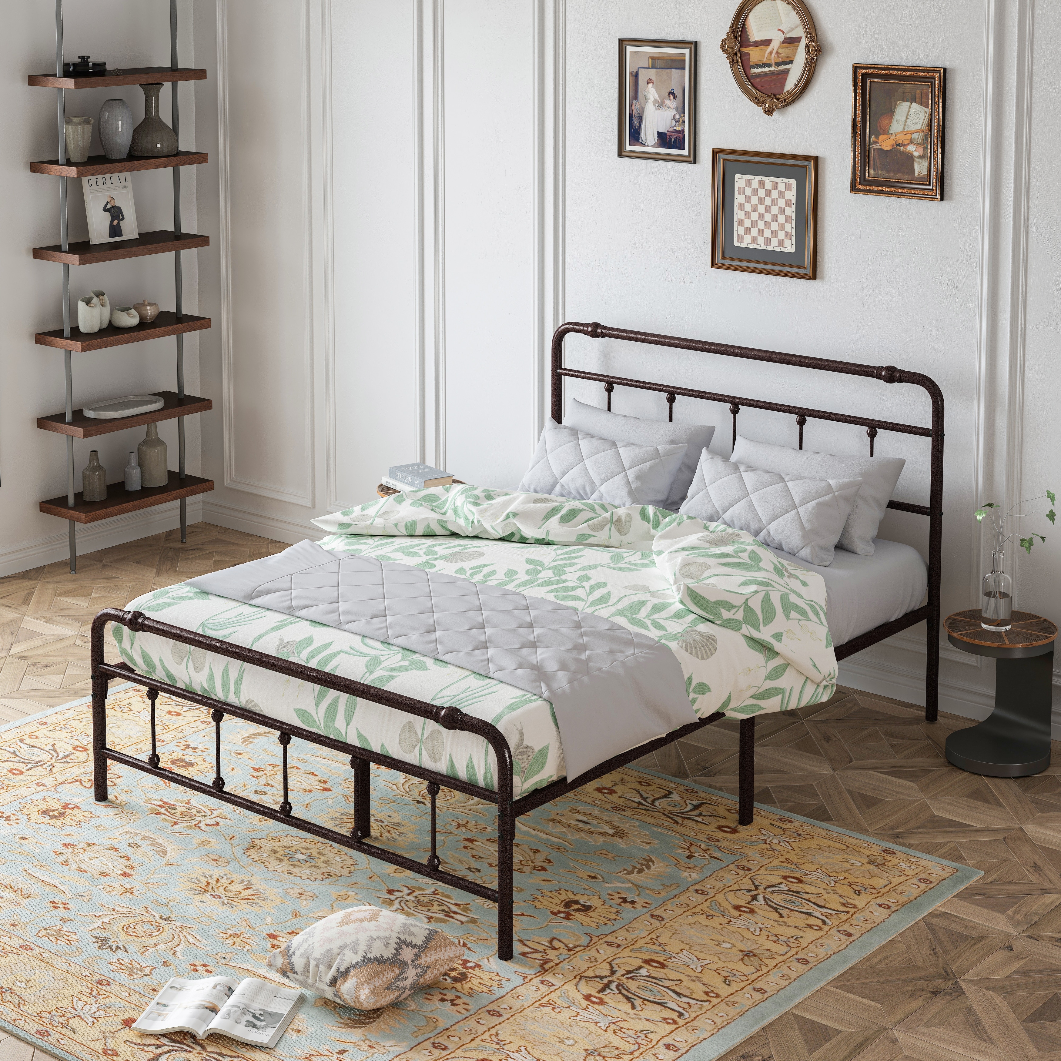 Wrought iron platform hotsell bed frame queen