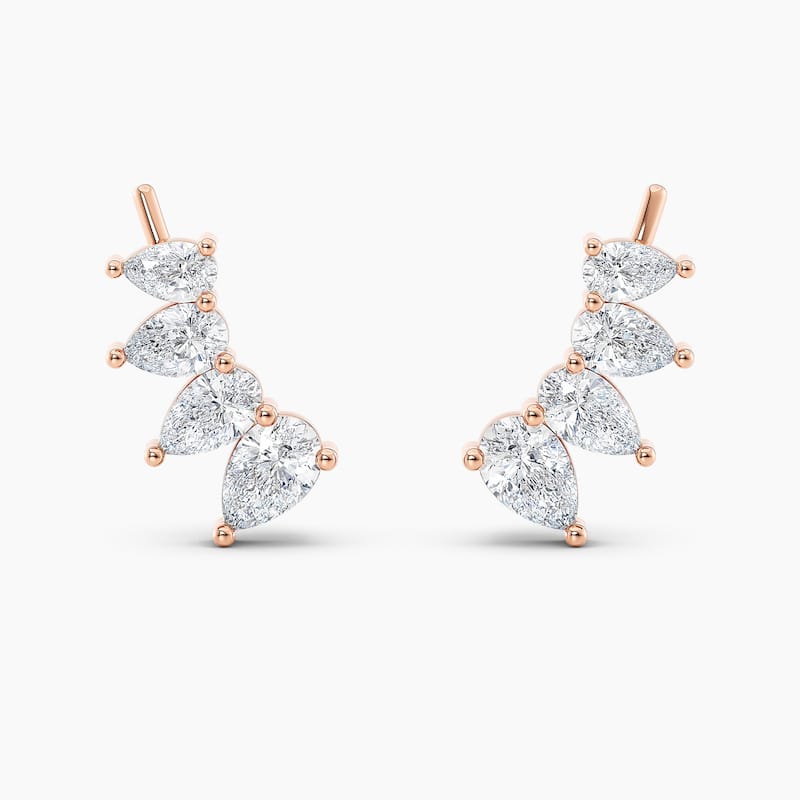 Auriya 1 1/4ctw Pear Lab Grown Diamond Climber Earrings 14-karat Gold (E-F, VS1-VS2)