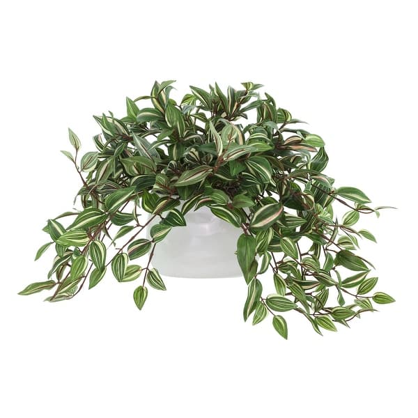 slide 2 of 4, Faux Tradescantia Plant in Ceramic Vase - Green