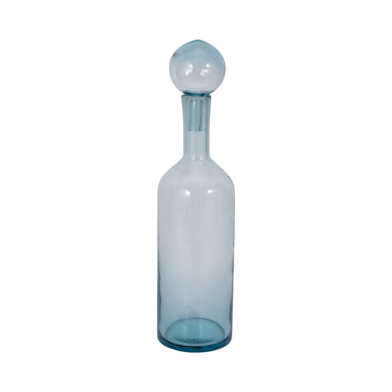 Sagebrook Home Glass Bottle With Stopper, Light Blue