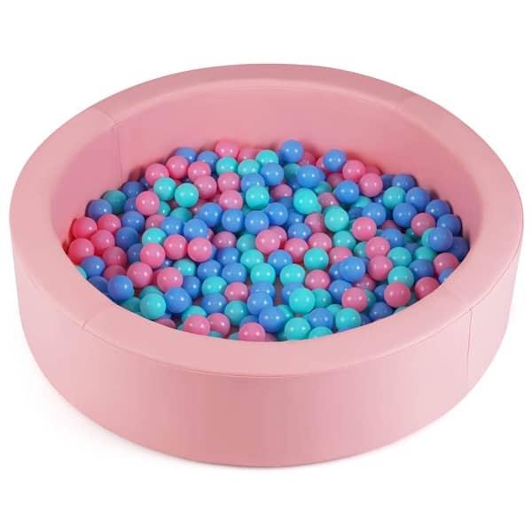 slide 2 of 20, Costway 42.5" Round Foam Ball Pits with 25D Sponge Filling Washable PU - See Details Pink