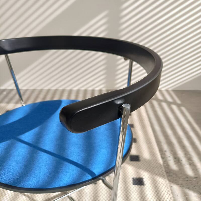 Folding Dining Chair,Chrome Frame with Wood back(Blue-1pc)