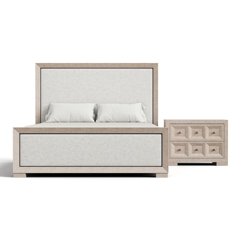 Furniture of America Durem II Modern 2-Piece Solid Wood Panel Bedroom Set with Oversized Nightstand