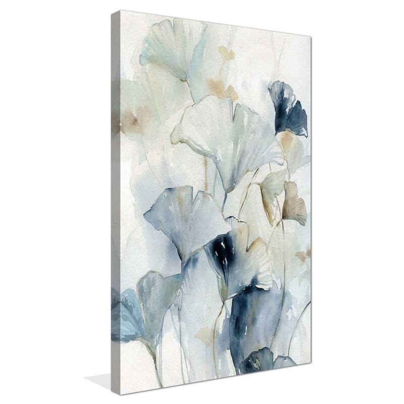 "Indigo Ginkgo I (Vertical)" by Carol Robinson Print on Canvas