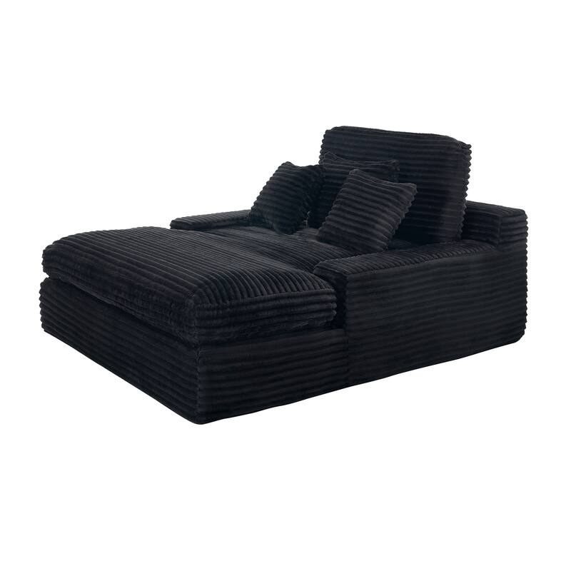 Modern Upholstered Chaise Lounge Sofa for Living Room Office, 75" Oversized Leisure Sofa 2 Seat Sleeper Couch with Pillows