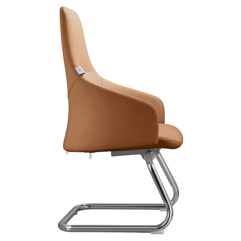 LeisureMod Celeste Leather Conference Office Chair with and Armrest