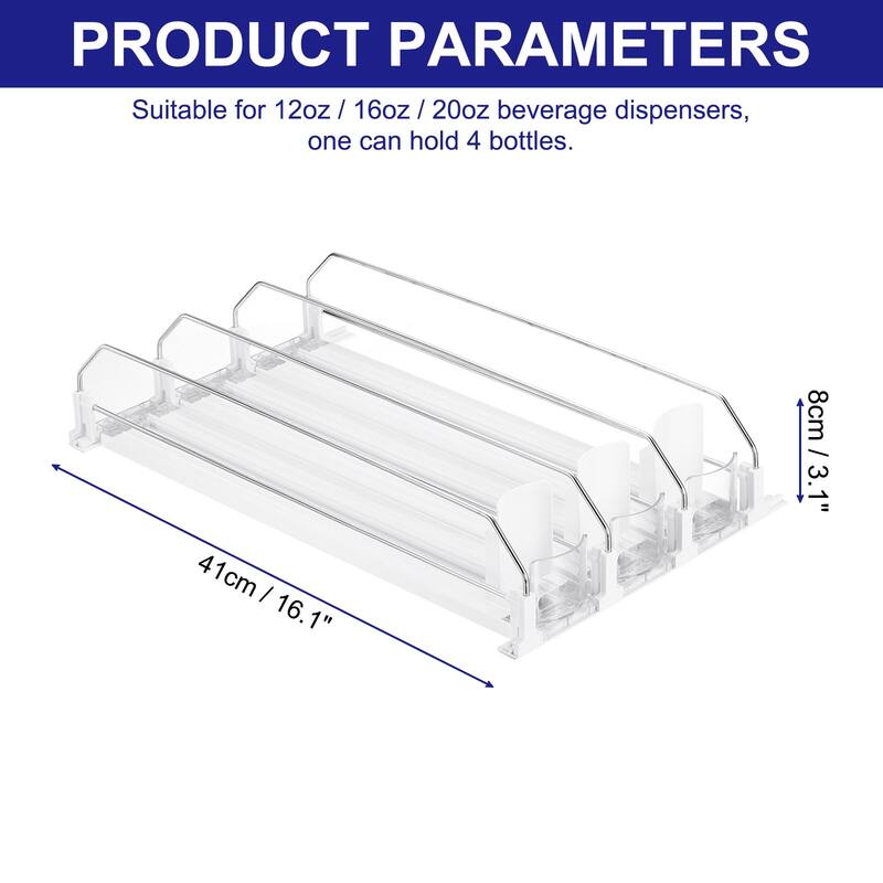 3pcs Self-Pushing Soda Can Dispenser Drink Organizer for Vending Machine, White - White