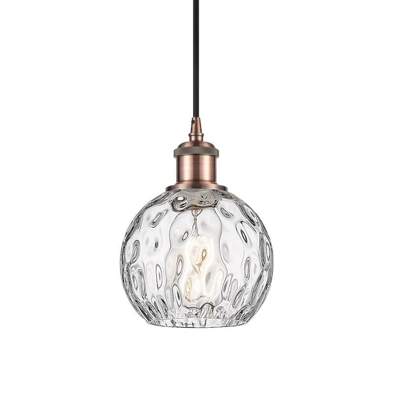 Innovations Lighting 516-1P-8-6 Athens Pendant Athens 6" Wide Mini - Antique Copper / Clear Water Glass