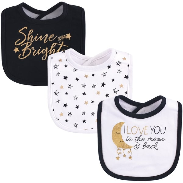 slide 1 of 1, Yoga Sprout Baby Cotton Bandana Bibs 3pk, Metallic Moon, One Size - Metallic Moon 3-Pack - One Size One Size - Metallic Moon 3-Pack