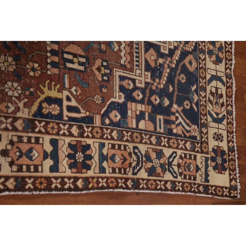 Distressed Bakhtiari Persian Antique Area Rug Hand-Knotted Wool Carpet - 6'8"x 10'0"