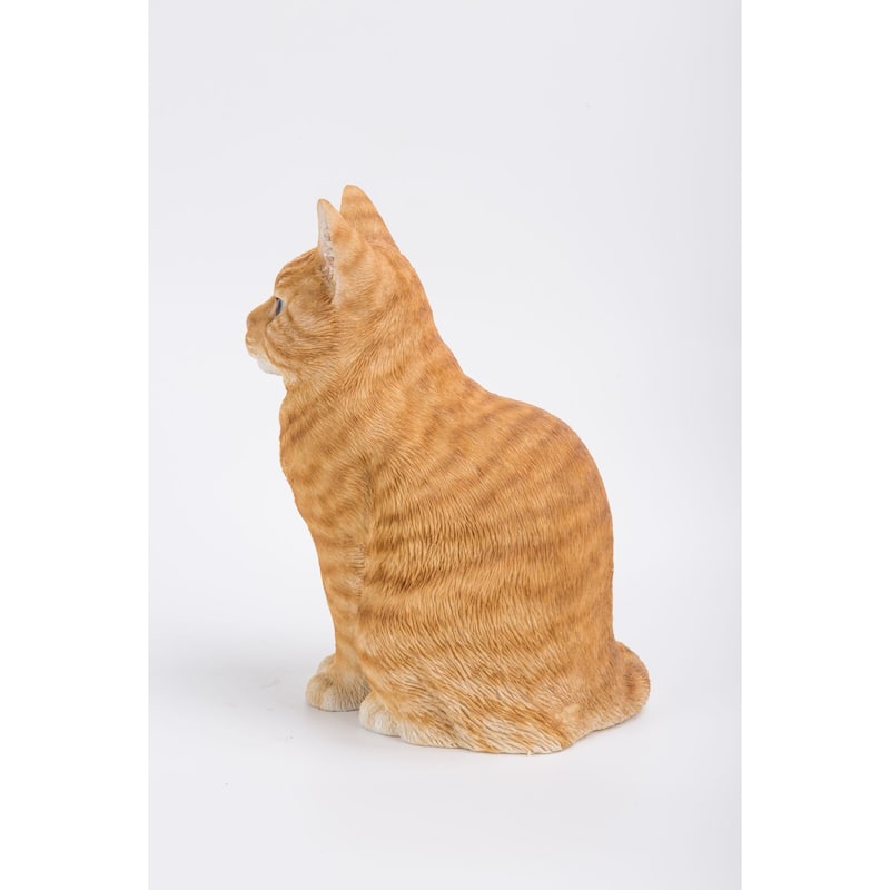 11.5" Tabby Cat Sitting Outdoor Garden Statue