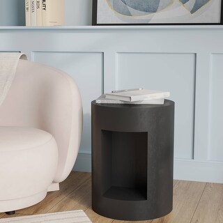 Nook 14" Wide Round Side Table in Fiberstone with Open Storage Compartment