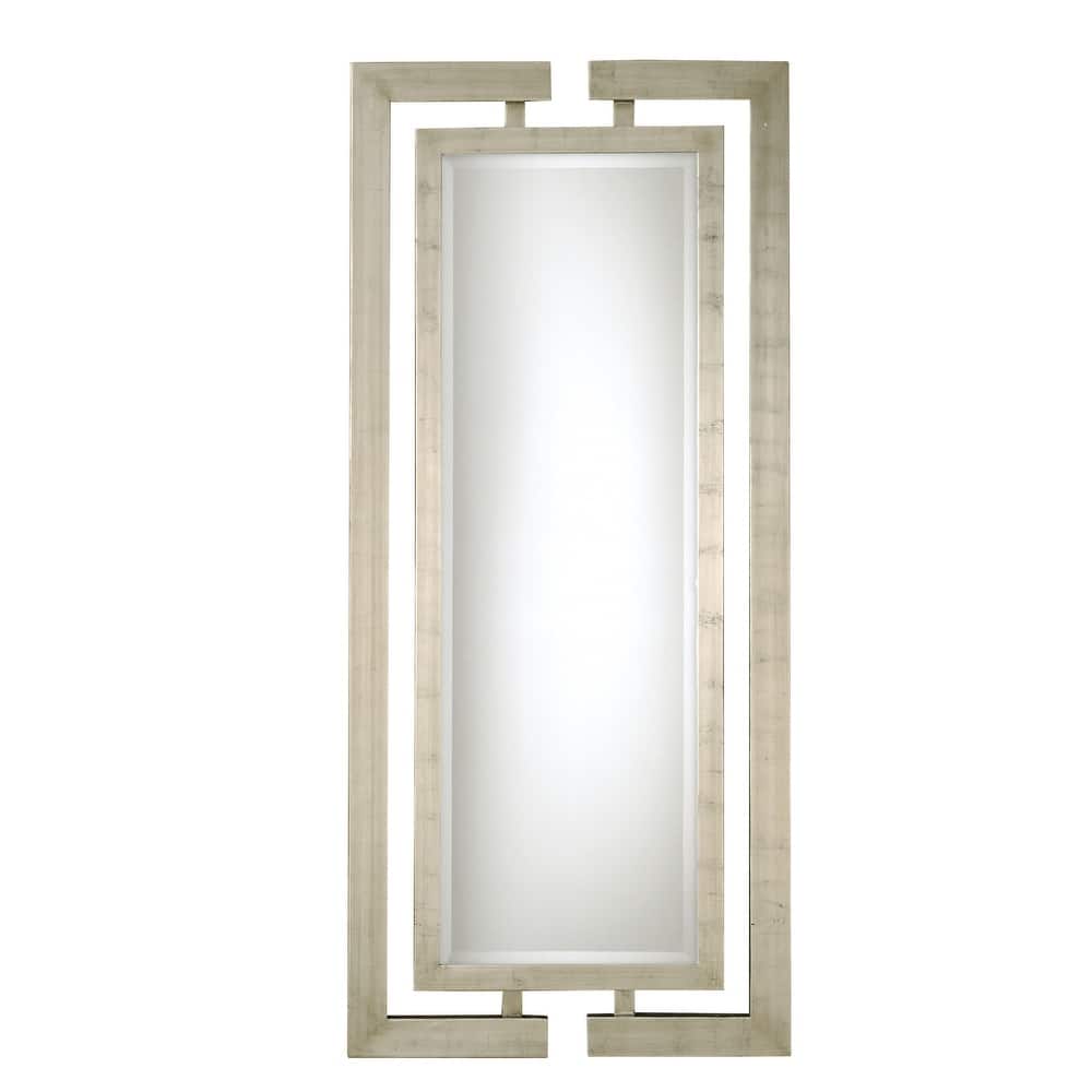 Uttermost Jamal 34" X 76" Contemporary Full Length Wall Mirror with - Scratched Silver Leaf