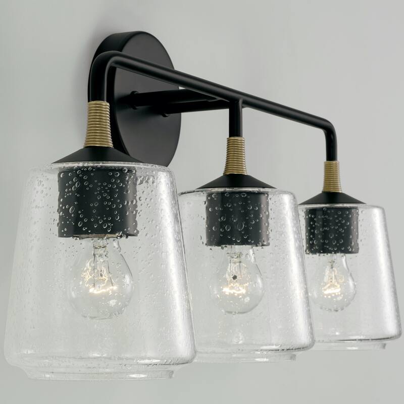 Amara 3-light Matte Black/ Brass Bath/ Vanity Fixture