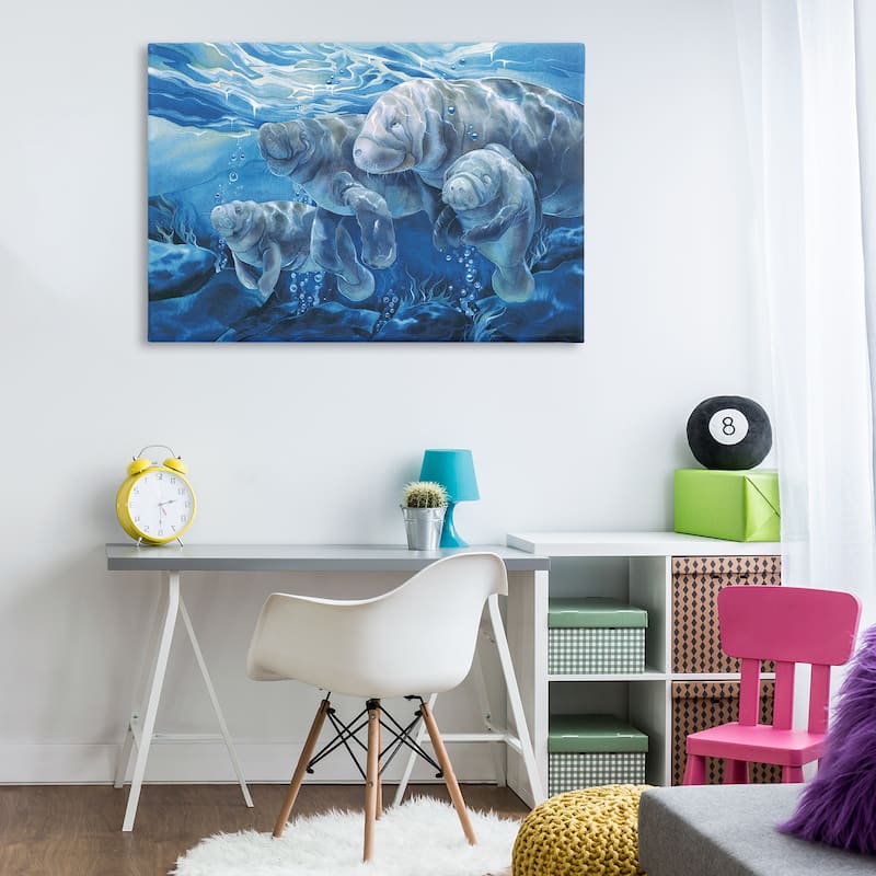 Stupell Underwater Manatee Family Canvas Wall Art Design By Jody Bergsma