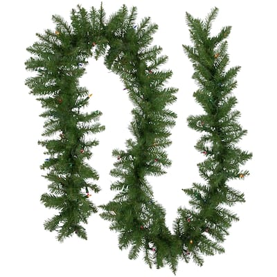9' x 10 Pre-Lit Rockwood Pine Artificial Christmas Garland Multi Lights