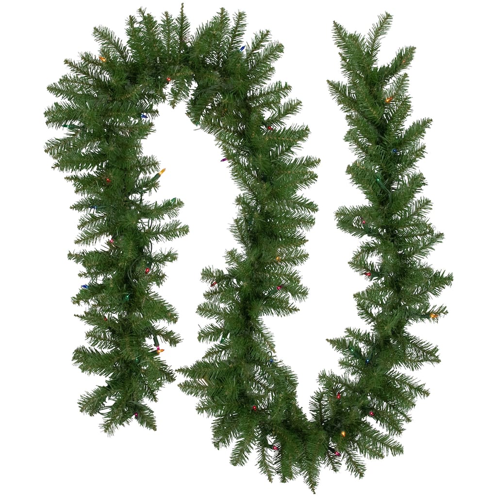 9' x 10 Pre-Lit Rockwood Pine Artificial Christmas Garland Multi Lights