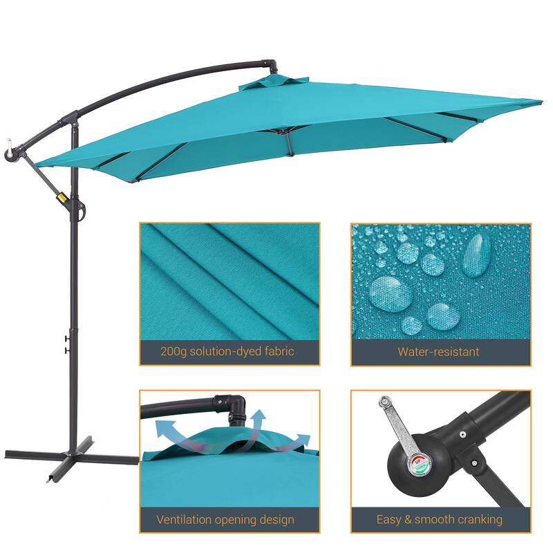 LIVOOSUN 8.2x8.2ft Offset Patio Umbrella Hanging Umbrella w/Steel Ribs