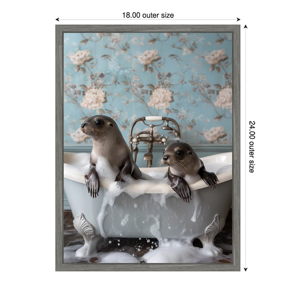Seal Soak by Niky Rahner Framed Canvas Wall Art