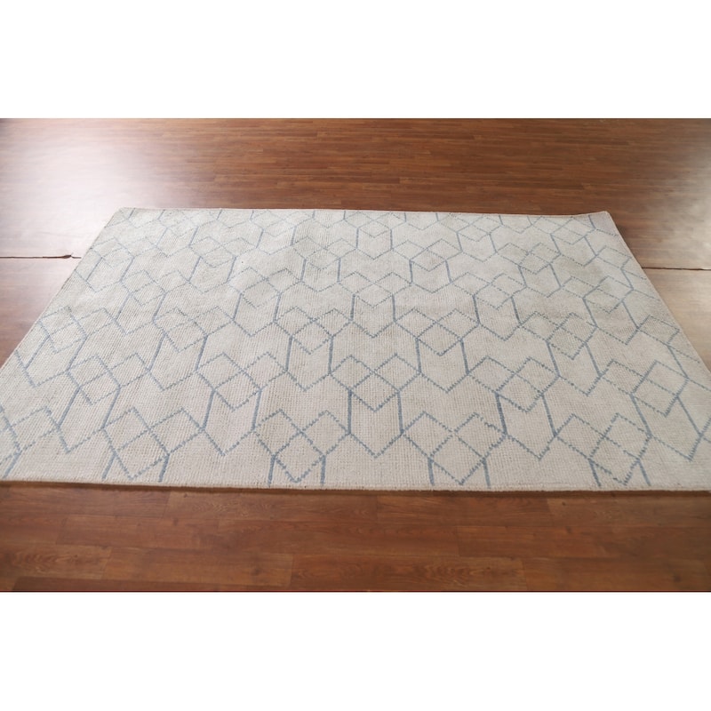 Trellis / Moroccan Indian Area Rug Handmade Wool Carpet - 5'1"x 7'10"