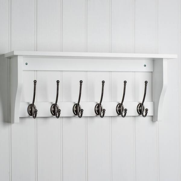 Shop Wall Mounted Heavy Duty 6 Hat And Coat Hook Shelf Rack