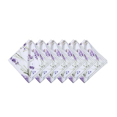 20" x 20" Lavender Fields Reversible Graphic Print Machine Washable Napkins Set of 6 - Purple