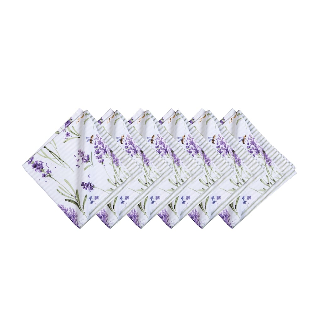 20" x 20" Lavender Fields Reversible Graphic Print Machine Washable Napkins Set of 6