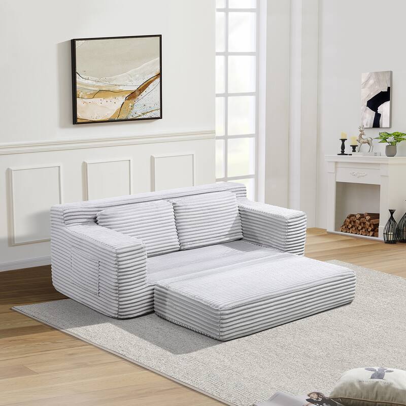 Corduroy Cloud Double Sofa, 2-in-1 Convertible Sofa Bed, Comfortable Boneless Double Sofa, Suitable for Living Room