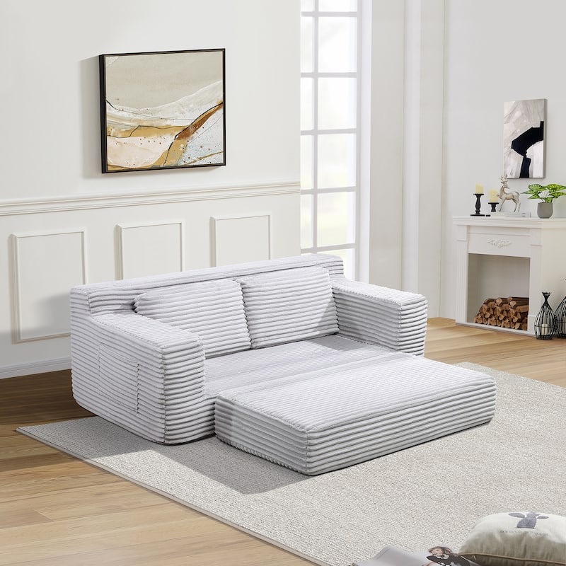 GDFStudio - Corduroy 2-Seater 71" Cloud Double Convertible Sofa Bed