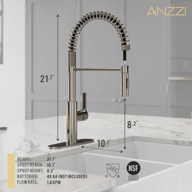 Ola Hands Free Touchless 1-Handle Pull-Down Sprayer Kitchen Faucet with Motion Sense and Fan Sprayer in Brushed Nickel