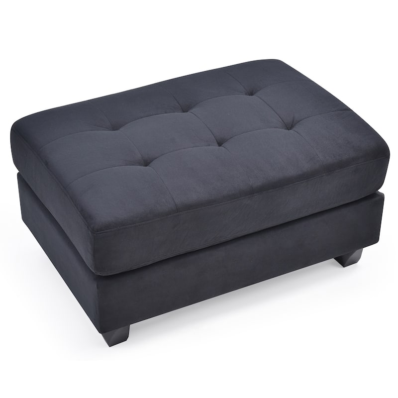 Upholstered Tufted Ottoman - 38" - Black